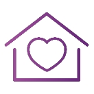 Outline of a house with a heart shape inside